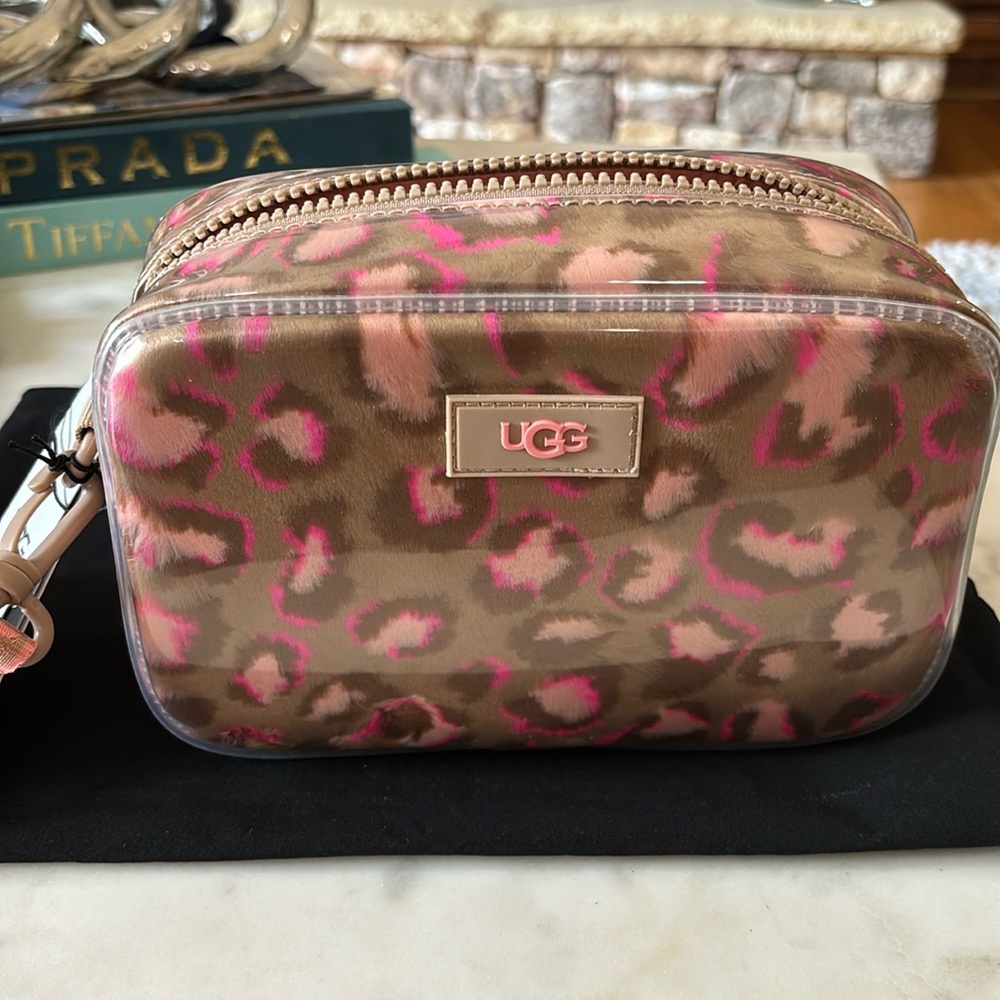 UGG Brown and Pink Leopard Print Crossbody Bag